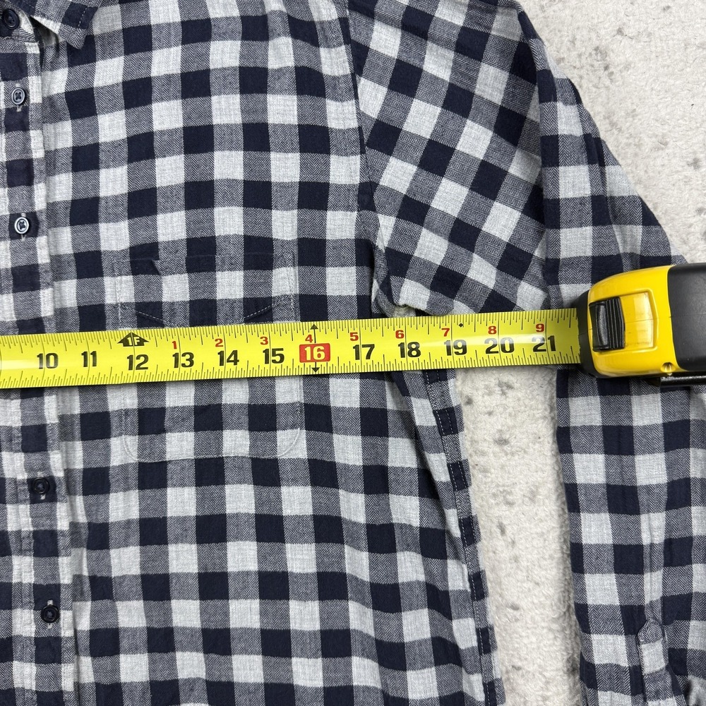 Uniqlo Flannel Shirt Women's Medium Blue Check Button Up Long Sleeve Cotton - Picture 3 of 8